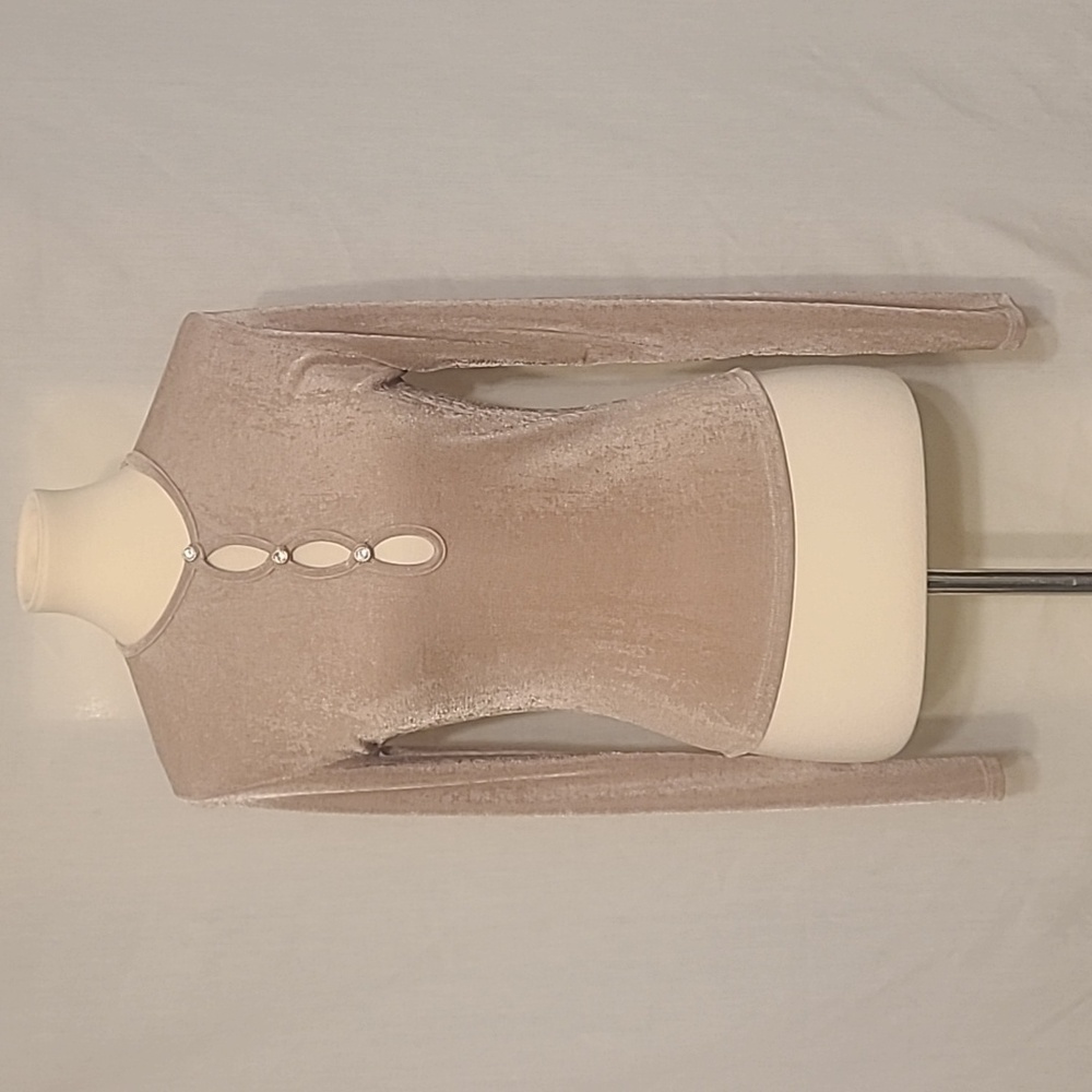 Top Chic Taupe Cut-out Long Sleeve Top